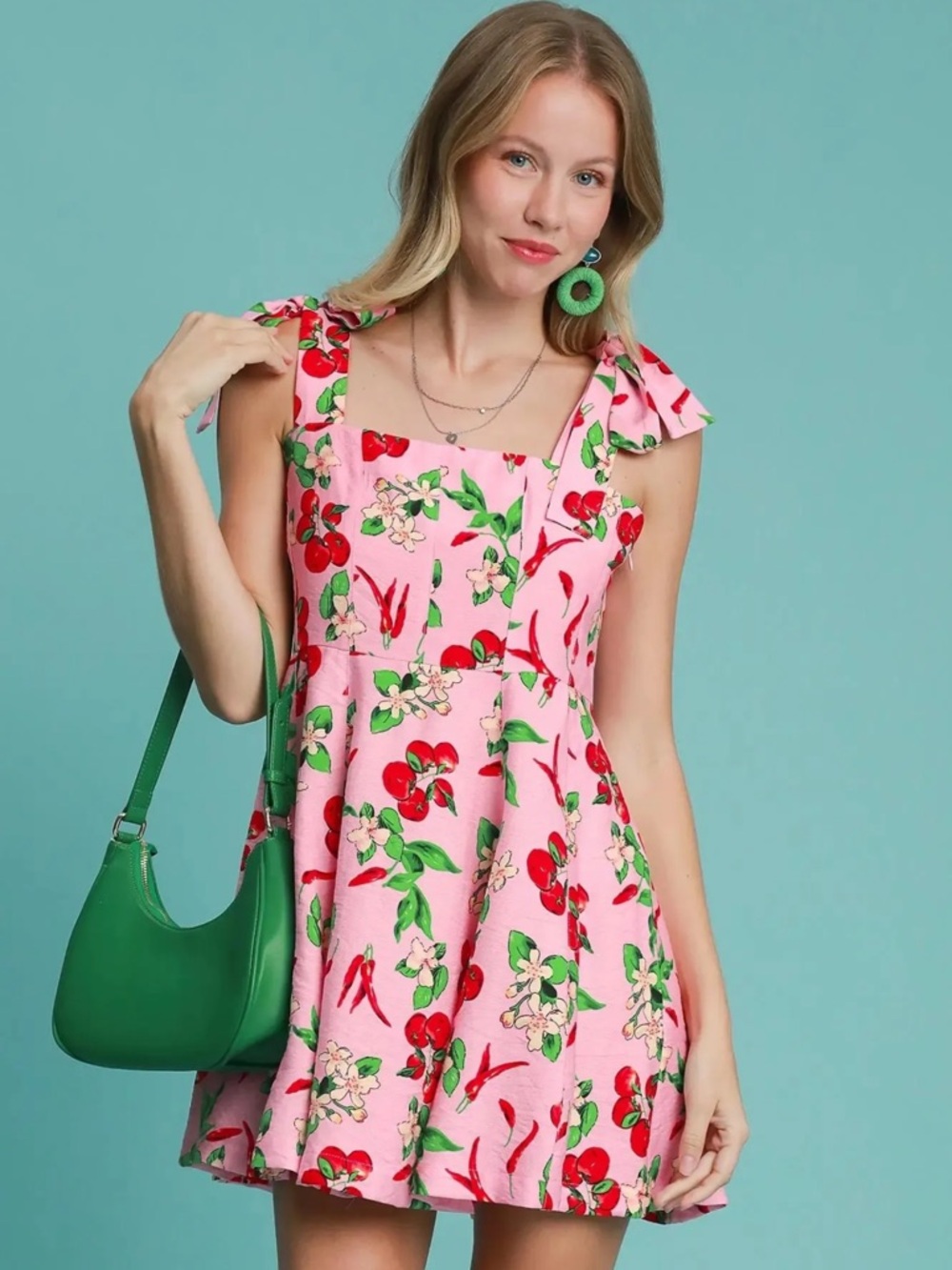 NWT Retro Chili Pepper Tie Shoulder Mini Dress